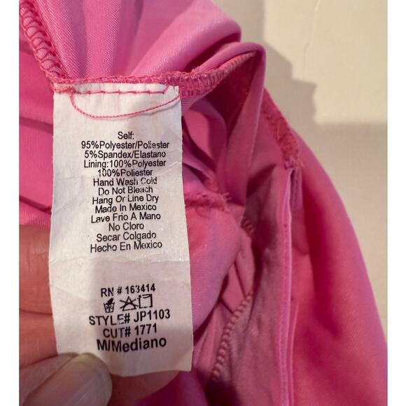 21 Saints One Shoulder Jumpsuit M Hot Pink Y2K Cutout Wide Leg Glam - Picture 4 of 6